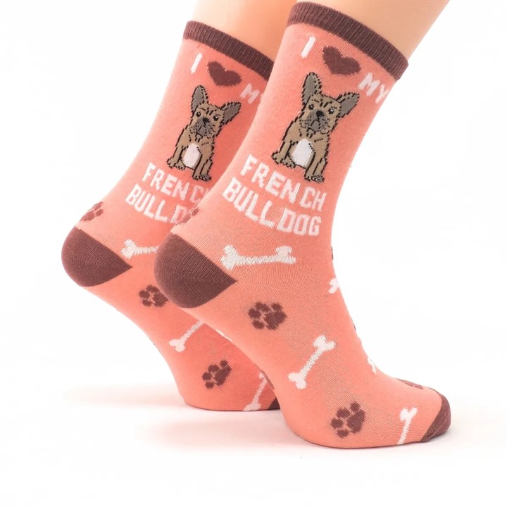 I Heart My French Bulldog Socks - Size 4 - 8