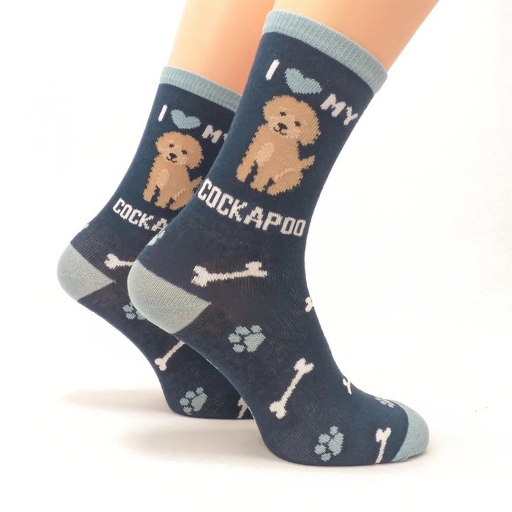 I Heart My Cockapoo Socks - Size 4 - 8