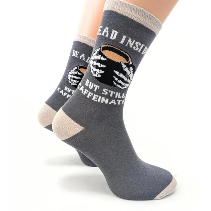 Dead Inside But Still Caffeinated Socks - Size 4 - 8